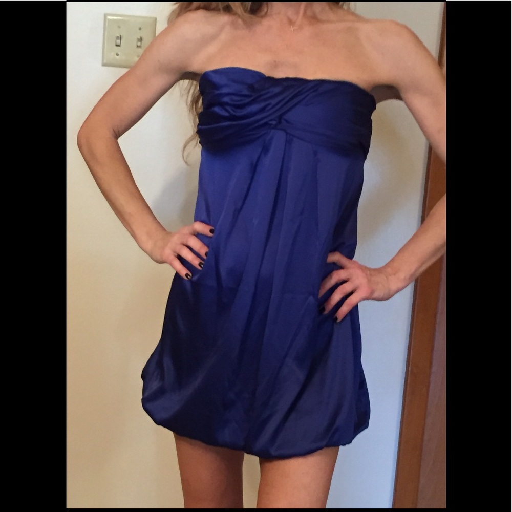 Royal blue strapless dress